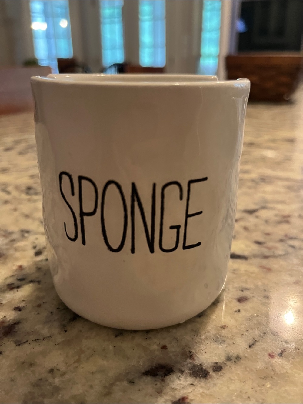Mud Pie White Ceramic Sponge Holder with Black Lettering